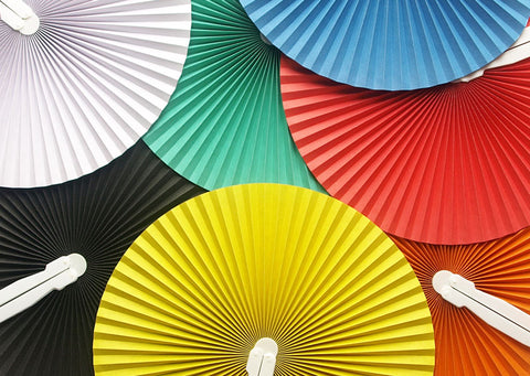 100 Pieces Paper Folding Fans Colorful