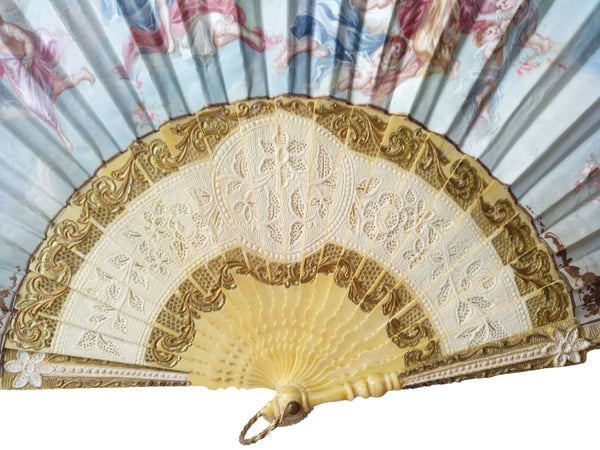Antique Angels Hand Fan